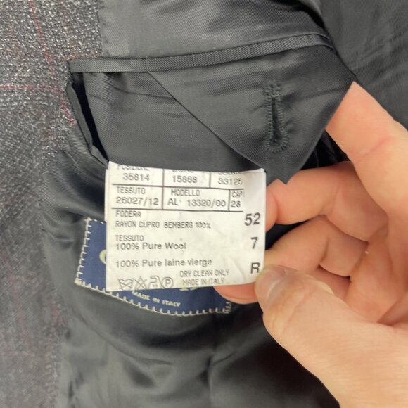 Canali Blazer Mens 52R Black / Red Plaid Check Wool Harry Rosen Italy Made - Picture 14 of 16